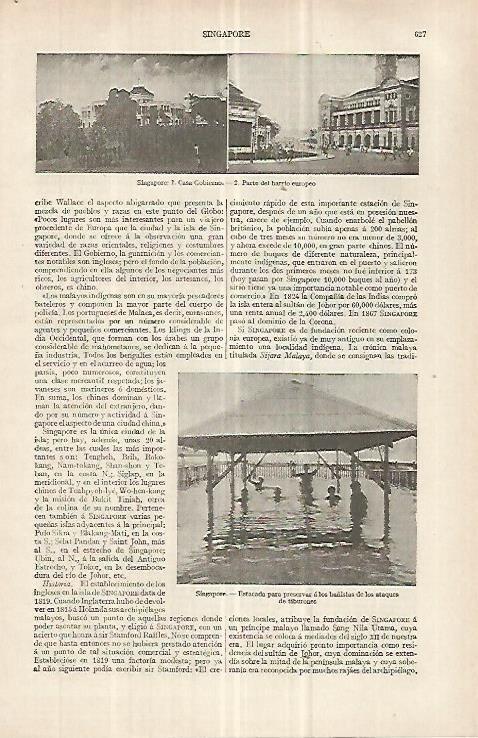 LAMINA ESPASA 33063: Casa del Gobierno, barrio europeo y estacada en Singapur
