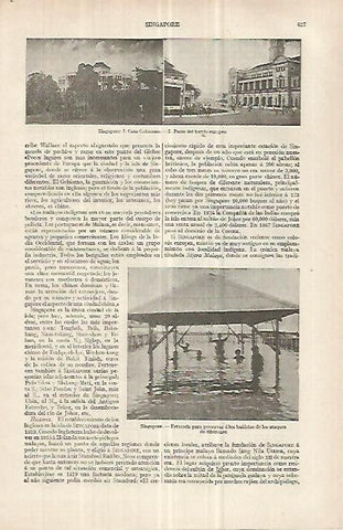 LAMINA ESPASA 33063: Casa del Gobierno, barrio europeo y estacada en Singapur
