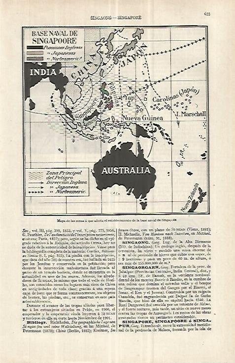 LAMINA ESPASA 33060: Mapa de la base naval de Singapur