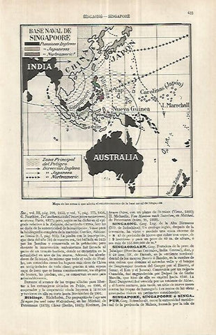 LAMINA ESPASA 33060: Mapa de la base naval de Singapur