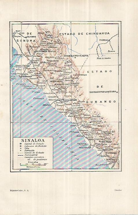 LAMINA ESPASA 33057: Mapa de Sinaloa