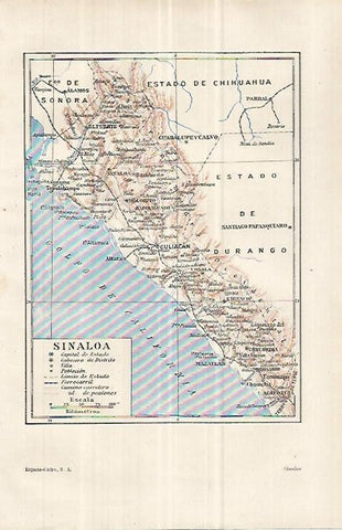 LAMINA ESPASA 33057: Mapa de Sinaloa