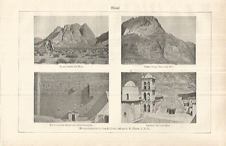 LAMINA ESPASA 33055: Montaña, Monte, puerta del monasterio y basilica del Sinai, Egipto