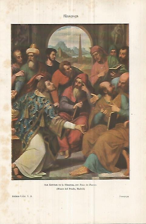 LAMINA ESPASA 33051: San Esteban en la sinagoga, por Juan de Juanes