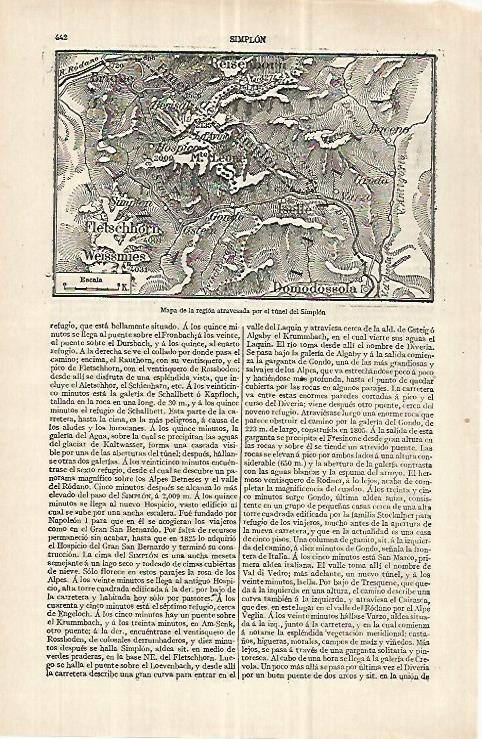 LAMINA ESPASA 33046: Mapa del tunel del Simplon
