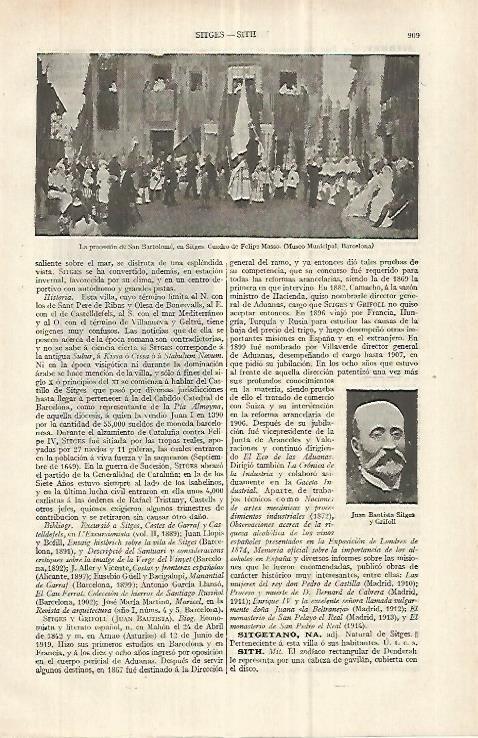 LAMINA ESPASA 33100: La procesion de San Bartolome, por Felipe Masso