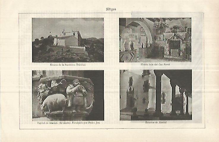 LAMINA ESPASA 33099: Ermita de la Trinidad, Cau Ferraat, capitel y exterior del Maricel en Sitges, Barcelona