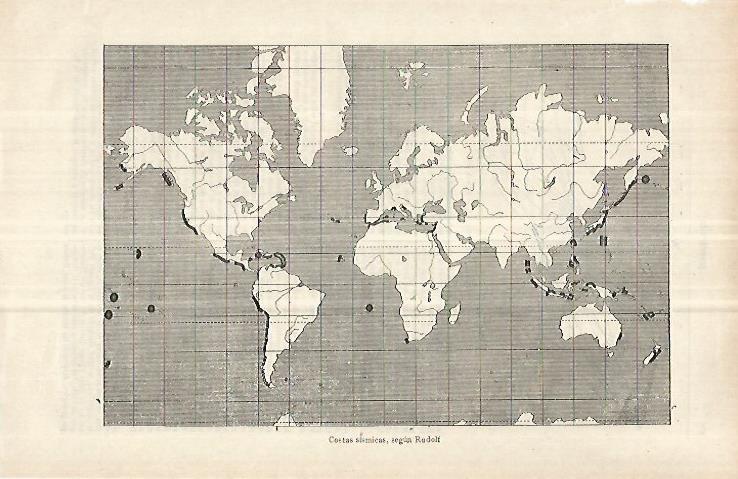 LAMINA ESPASA 33094: Mapa de costas sismicas, según Rudolf