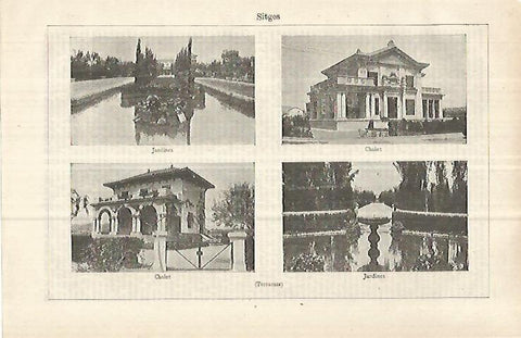 LAMINA ESPASA 33093: Jardines y casas de Sitges, Barcelona