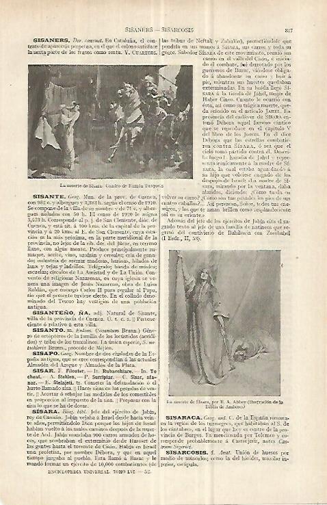 LAMINA ESPASA 33085: La muerte de Sisara, por R. tusquets y por E.A. Abbey