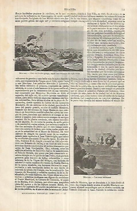 LAMINA ESPASA 33075: Teatro griego y rocas hermanas en Siracusa, Sicilia