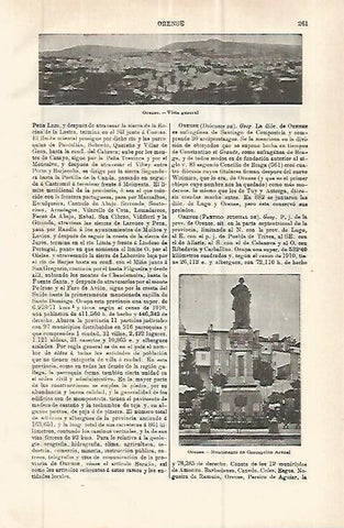 LAMINA ESPASA 32753: Monumento a Concepcion Arenal y vista de Orense