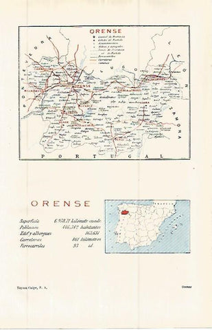 LAMINA ESPASA 32752: Mapa de la provincia de Orense