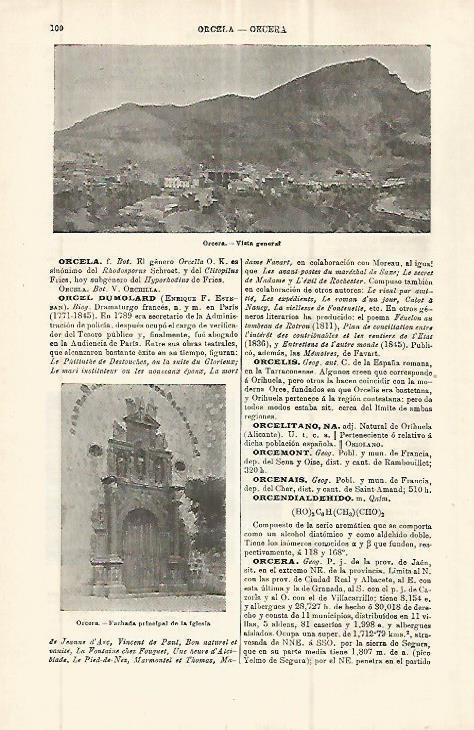 LAMINA ESPASA 32744: Vista e iglesia de Orcera, Jaen