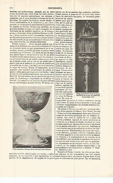 LAMINA ESPASA 32759: Caliz romanico de la Catedral de Coimbra