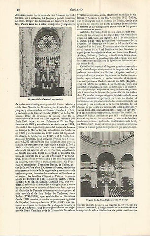LAMINA ESPASA 32779: Organo de la Catedral de Amiens y de la Catedral de Berlin