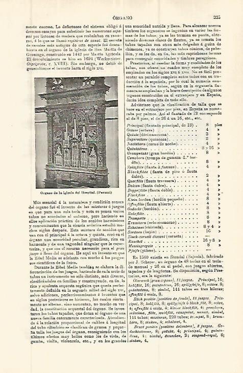 LAMINA ESPASA 32777: Organo de la iglesia del Hospital en Peruzzi