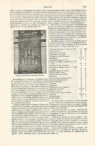LAMINA ESPASA 32777: Organo de la iglesia del Hospital en Peruzzi