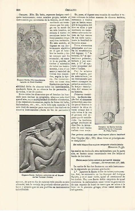 LAMINA ESPASA 32773: Pintura egipcia de Beni-Hassan y relieve de flautista en Roma