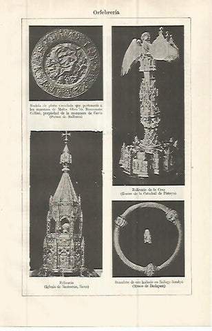 LAMINA ESPASA 32761: Relicario de la Catedral de Pistoya, rodela de plata y relicario de Siena