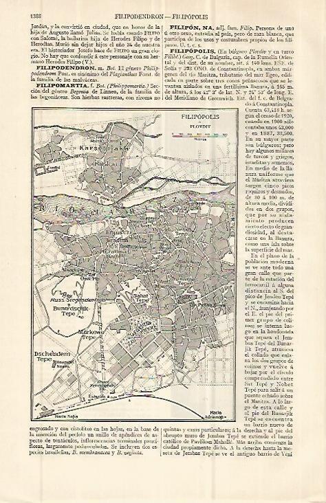 LAMINA ESPASA 32694: Plano de Filipopolis, Bulgaria