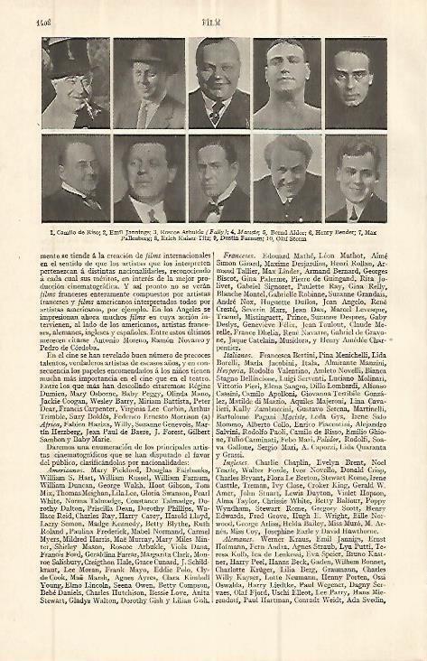 LAMINA ESPASA 32700: Camilo de Riso, Emil Jannings, Fally y otros actores