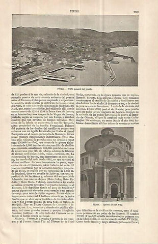 LAMINA ESPASA 32726: Puerto e iglesia de Fiume, Italia