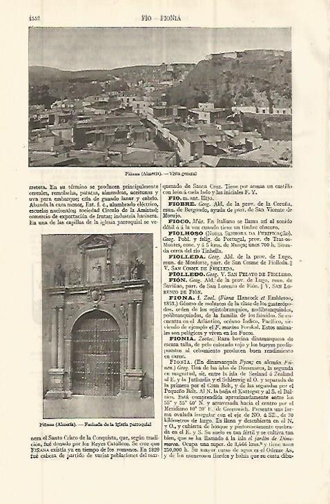 LAMINA ESPASA 32723: Vista e iglesia de Fiñana, Almeria