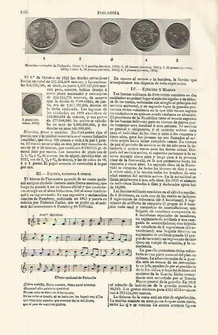 LAMINA ESPASA 32720: Monedas e himno de Finlandia