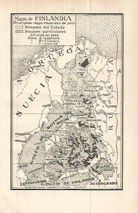 LAMINA ESPASA 32716: Mapa industrial de Finlandia