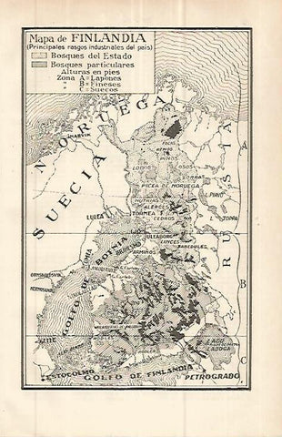 LAMINA ESPASA 32716: Mapa industrial de Finlandia