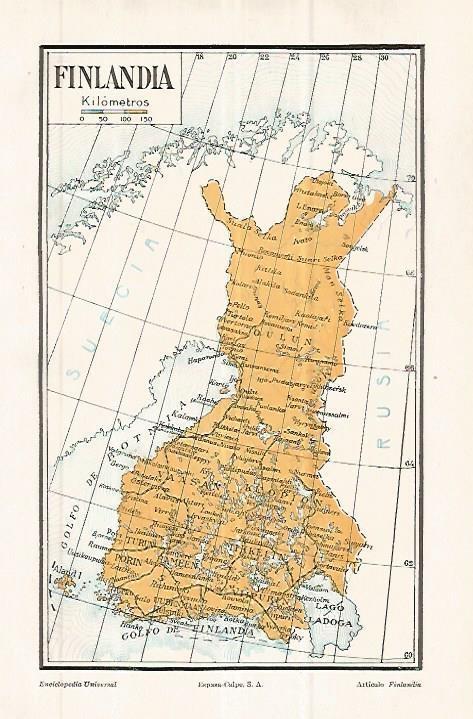 LAMINA ESPASA 32715: Mapa de Finlandia