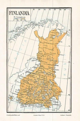 LAMINA ESPASA 32715: Mapa de Finlandia