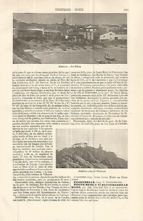 LAMINA ESPASA 32714: La Ribera y Faro de Finisterre