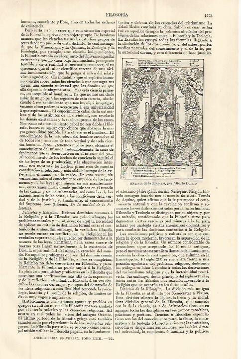 LAMINA ESPASA 32709: Alegoria de la Filosofia, por Durero
