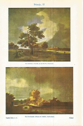 LAMINA ESPASA 32791: Paisaje, por Ruisdael y por Rembrandt
