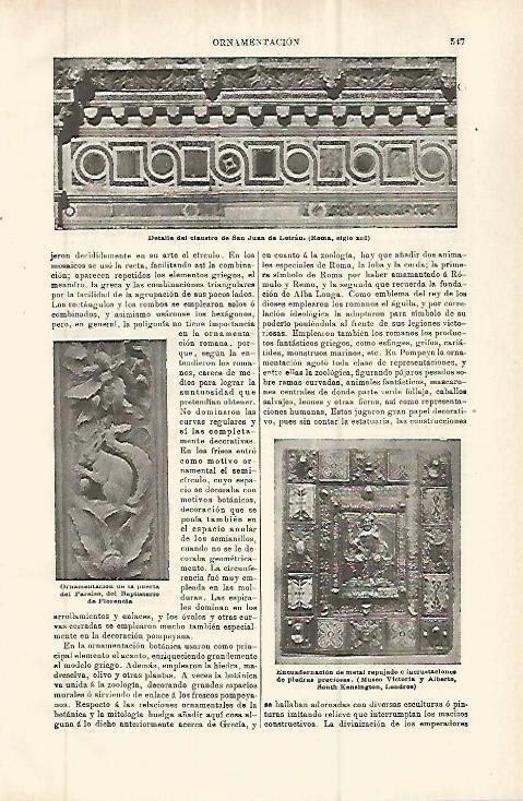LAMINA ESPASA 32881: Detalle del claustro de San Juan de Letran en Roma