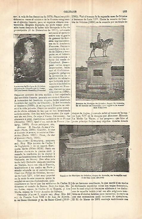 LAMINA ESPASA 32868: Estatua y sepulcro de Enrique de Orleans
