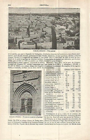 LAMINA ESPASA 32859: Vista de Orihuela, Alicante