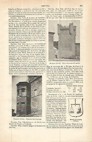 LAMINA ESPASA 32906: Peinador de la Duquesa y Torre del Castillo de Oropesa, Castellon