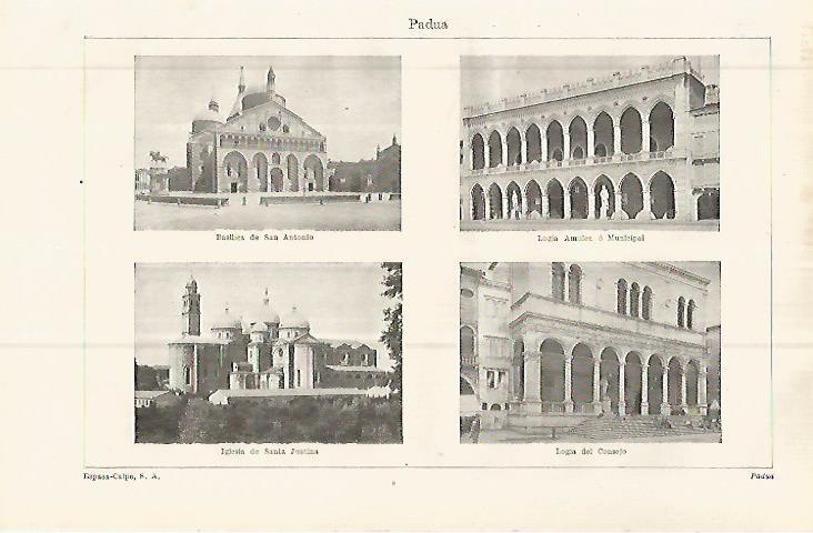 LAMINA ESPASA 32818: Basilica de San Antonio, Logia Amulea, Logia del Consejo y Santa Justina en Padua
