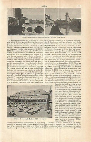 LAMINA ESPASA 32816: Puente Molino, de Hierro y Palacio della Regione en Padua