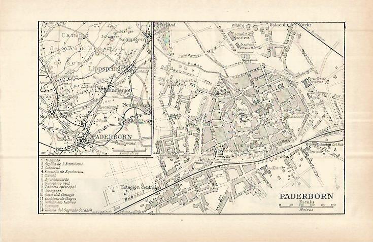 LAMINA ESPASA 32810: Plano de Paderborn, Alemania