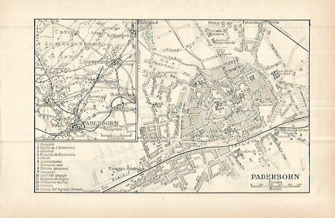 LAMINA ESPASA 32810: Plano de Paderborn, Alemania
