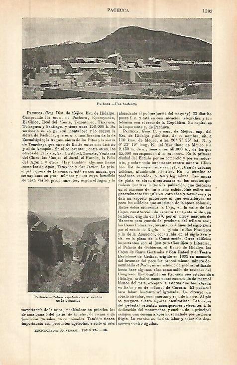 LAMINA ESPASA 32809: Hacienda y ruinas españolas en Pachuca, Mexico
