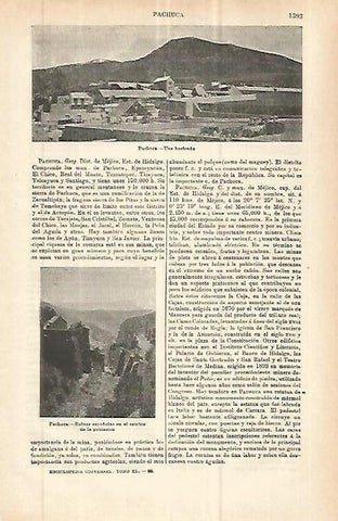 LAMINA ESPASA 32809: Hacienda y ruinas españolas en Pachuca, Mexico