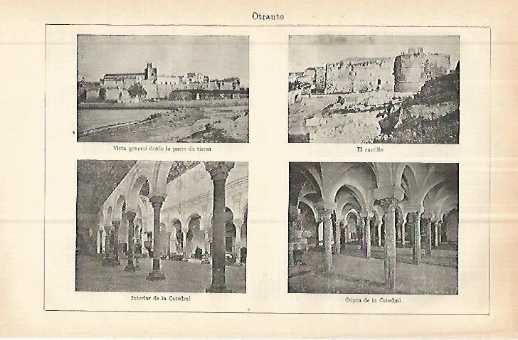 LAMINA ESPASA 32823: Castillo, cripta e interior de la Catedral de Otranto