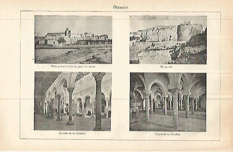 LAMINA ESPASA 32823: Castillo, cripta e interior de la Catedral de Otranto