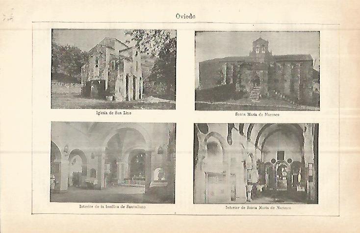 LAMINA ESPASA 32844: Iglesia de San Lino, Santa Maria del Naranco y Basilica de Santullano en Oviedo