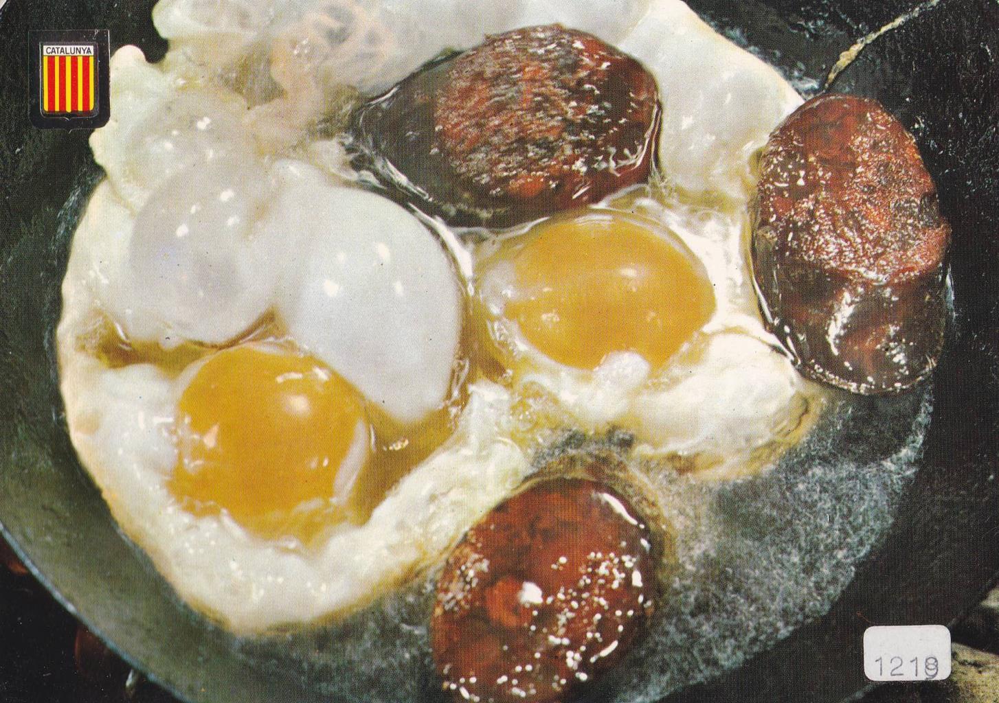 POSTAL B12329: COLECCIÓN PLATOS TIPICOS: Huevos fritos con longaniza